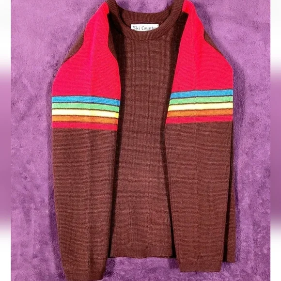RARE Ski Country Colorado Knitting Mills 100% Wool Sweater Size XS/Small Vintage - Picture 3 of 4